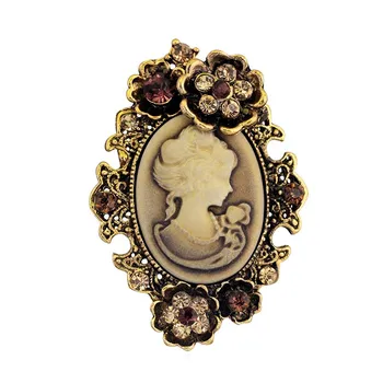 Hot Predaj Retailových!! Antické Bronzové Pozlátené Viktoriánskom Štýle Kráľovnej Portrét Kolíky Brošne Ženy Strany Kostým Broaches