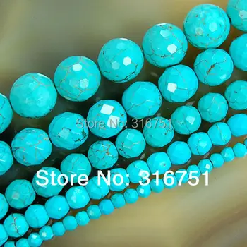 Hot Predaj Tvárou Modrá Turquoises Okrúhle Korálky 15.5 cm/oblasť 4 6 8 10 12 14 mm Vybrať Veľkosť Doprava Zadarmo F00042 Aa
