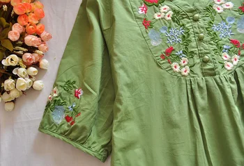 Hot Predaj Vintage 70. rokov Ženy Farebné Mexickej Etnických Cigán Kvetinové Šaty Vyšívané Boho Blúzka Blusas Camisas Femininas