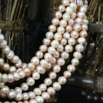Hot predaj vysoký stupeň orange prírodné perly nearround dištančné 7-8mm voľné korálky ženy svadby diy darčeky, šperky, takže 15inch B1350
