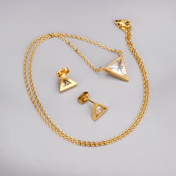 Hot Predaj Zlatý Trojuholník Z Nehrdzavejúcej Ocele, Súpravy Pre Módu Ženy Šperky