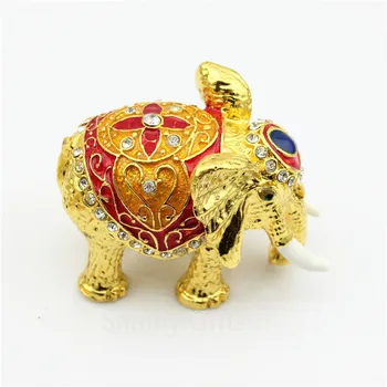 Hot Predaj Zviera slon tvar trinket box crystal slon Bejeweled šperky trinket box pre narodeninám