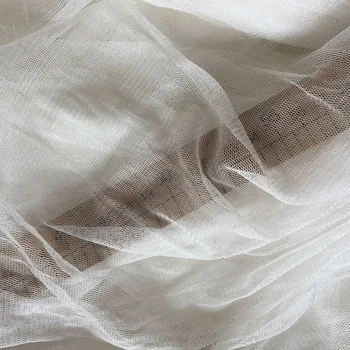 Howmay čistého hodvábu tylu pletené textílie 30gsm 135 cm biele transparentné mäkkého tylu textílie pre svadobné šaty večerné šaty