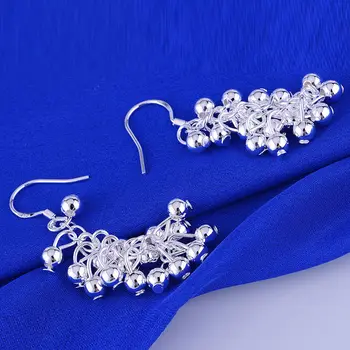 Hroznový lesklé strieborné pozlátené náušnice 925 šperky pre ženy strieborné náušnice PEPGJJPC