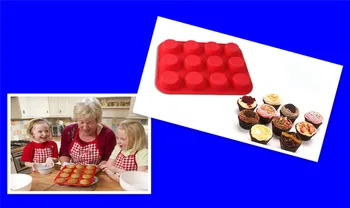 Hrubé 12 Cup Silikónové Muffin pan & Cupcake pečící Non-Stick silikónové tortu formy-12-Pohár kolo Mini Muffin Pan formulár