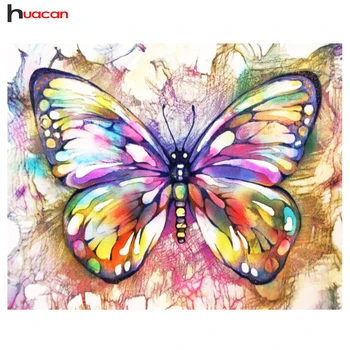 Huacan Diamond Maľovanie Farebný Motýľ Diy Diamond Výšivky Mozaiky Ručné Súpravy Zvierat Vzor Domova