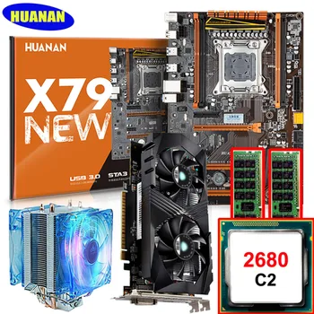 HUANAN deluxe X79 doske CPU Xeon E5 2680 2.7 GHz s CPU chladič pamäte RAM, 32 G(2*16 G) DDR3 RECC grafická karta GTX1050Ti 4G 7.1 zvuk