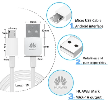 HUAWEI P8 Lite Pôvodné 1A Micro USB Kábel, Cestovné Stenu Adaptér Converter Konektor Cabel Ascend P 6 7 česť 4 5 6 8 lite G 7 8 9