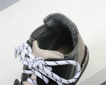 HUIFENGAZURRCS-Nové Čistý ručné Krátke topánky,jeseň plus velvet teplé topánky, kórejských študentov zimné cashmere reálnom kožené topánky