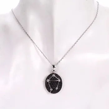 Hutang Libra Súhvezdí Drahokam Black Spinelovou Prívesok Pevné 925 Sterling Silver Jemné Šperky 23. Septembra Do 23. októbra
