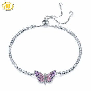 Hutang Pevné 925 Sterling Silver Butterfly Nastaviteľná Náramky pre Ženy, dievčatá, je Krištáľovo Šperky 2017 Nový Príchod Teplej Predaj