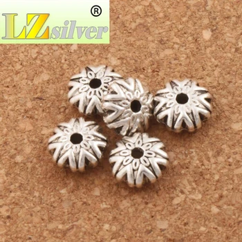 Hviezda Flower Zakrivené Rondelle Korálky 9.1x9.4 mm 35pcs Antique Silver Dištančné Šperky Zistenia L639