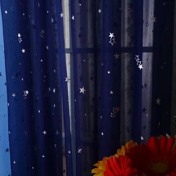 Hviezda Gázy skríning Okno Ružová Modrá Zelená Tylu Opony Moderné Módne Fantázie Tylu obývacia izba HOT PREDAJ Detský izba WP1234 *15