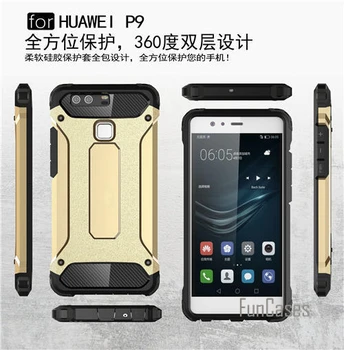 Hybridný Pevný PC Silikónové puzdro na Huawei P9 Prípade Tenký Pancier Anti-Shock Prípade Huawei P9 Prípade, 5.2 palce