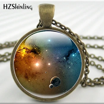 HZ--A539 Nový Vesmír Slnečná sústava Náhrdelník Galaxy Prívesok Priestor, Šperky, Sklo Foto Cabochon Náhrdelník HZ1