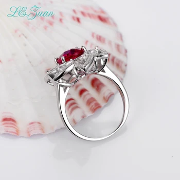 I&zuan Luxusné Šperky Kvet Ruby Prstene Pre Ženy 925 Sterling Silver Ring 3.65 ct Oválne Červený Drahokam Módny Doplnok R0060
