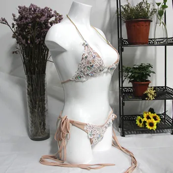IASKY Diamond Plavky Crystal Čipky Bikini Set Brazílske Plavky s Push Up Plavky Sexi Ženy Biquini 2017 plavky