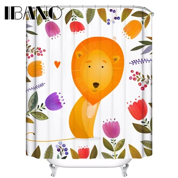 IBANO Sprchový Záves Cartoon Zvieratá Nepremokavé Polyesterové Tkaniny 180x180cm Sprchový Záves Pre Kúpeľňa S 12pcs Háčiky