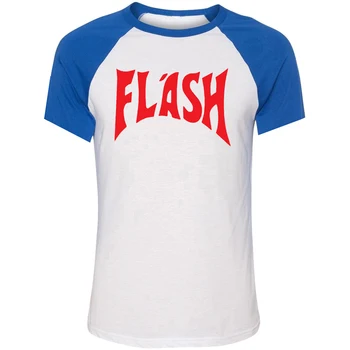 IDzn Unisex Letné tričko DC Comic Flash Barry Allen Super Hrdina Umenie vzor Raglan Krátky Rukáv Mužov tričko Bežné Tee Topy