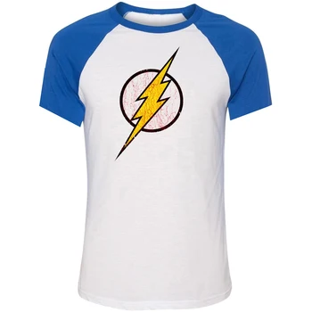 IDzn Unisex Letné tričko DC Comic Flash Barry Allen Super Hrdina Umenie vzor Raglan Krátky Rukáv Mužov tričko Bežné Tee Topy