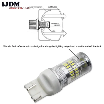IJDM X-Jasné Biele 48-SMD 7443 7440 LED Žiarovky w/ Reflektor Zrkadlo Dizajn LED Žiarovky Pre Zase Signál,Zálohovanie DRL Svetiel W21/5W LED