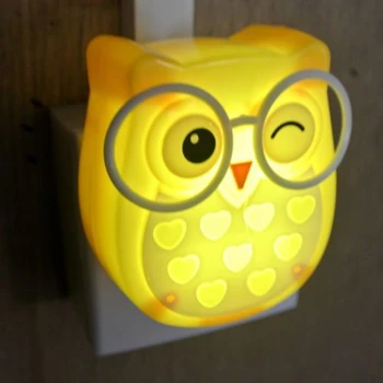 IKVVT Roztomilá Sova Svetlo Nočného Auto Control Senzor LED Lampa Deti Stenu Spálne Svetlo