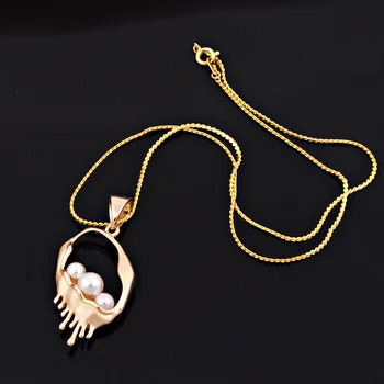 Imitácia Zlaté Šperky Roztomilý Medúzy Náhrdelník s Príveskom, Náušnice set s Imitácia Perly Kúzlo Svadobné Šperky sady