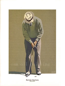 Impressional Bernie Horton Obrázok Plátno Tlačiť Olej Maľovanie Na Stenu, Kresby Dekoratívne Človek Hrať Golf Šport Obrázok Tlačiť Obrázky