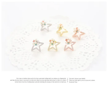 Incompleted Otvorte Duté Crystal Star Malé Simulované Pearl Perličiek Zlaté, Strieborné Ženy Stud Náušnice, Módne Šperky, piercing
