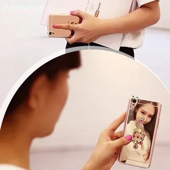 Inovácie Roztomilý Krúžok Zrkadlo Prípade Pre Xiao Redmi 4X 4A 3S Poznámka 4 Luxusné Mäkké TPU Prípadoch Pre Xiao Mi Max 2 6 5 5C 5S Zadný Kryt