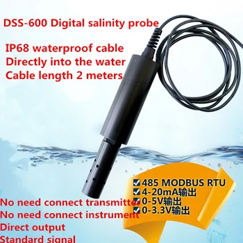 IP68 2M DSS-600 Digitálny obsah solí sonda online Salinity senzory Salinity elektródy MODBUS485/4-20mA/0-5V salinity morskej vody sonda