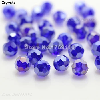 Isywaka Predaj 100ks Deep Blue AB Farba Kolo 6 mm Rakúsko Crystal Korálky kúzlo Sklenené Korálky Voľné Dištančné Guľôčok pre Šperky Robiť
