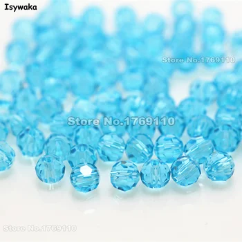 Isywaka Predaj Jazere sa Modrá Farba 100ks 4 mm Kolo Rakúsko Crystal Perličiek Loptu Sklenených Perličiek Voľné Dištančné Guľôčok pre DIY Šperky Robiť