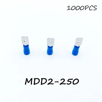 Izolované Muž Odpájač MDD2-250 1000PCS/Pack Blue Rýľ Rýchle Elektrického Konektora Krimpovacie Drôt Terminálu AWG Terminator