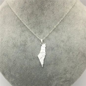 Izrael mapa prívesok náhrdelník ženy trendy kúzlo golier Šperky príslušenstvo reťaz choker náhrdelník darček strieborná zlatá farba
