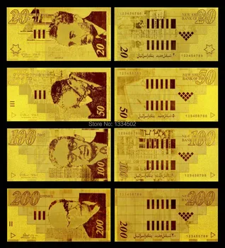 Izrael Polymérové Bankovky, Zlaté Nastaviť 20.50.100.200 Pre Domáce Dekorácie A Darčeky