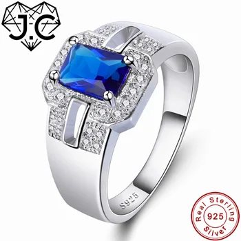 J. C Luxusné Rainbow & Sapphire Blue Topaz Pevné 925 Sterling Silver Veľkosť Prsteňa 6 7 8 9 Ženské Svadobné Doplnky, Jemné Šperky