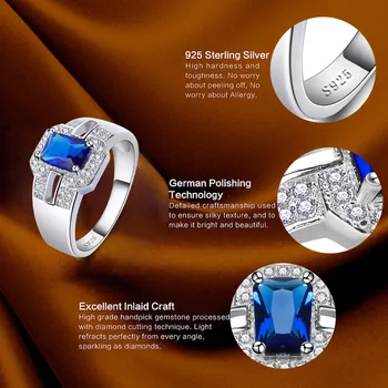 J. C Luxusné Rainbow & Sapphire Blue Topaz Pevné 925 Sterling Silver Veľkosť Prsteňa 6 7 8 9 Ženské Svadobné Doplnky, Jemné Šperky