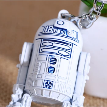 J Obchodu Film, TV so suvenírmi Star Wars 3D R2D2 Gumové Logo Biele Keychain 3.5x5.5 cm Hliníkový prívesok na Krúžok Priateľ Najlepší Darček