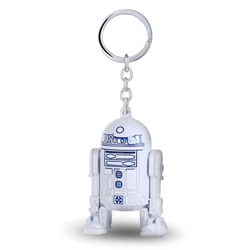 J Obchodu Film, TV so suvenírmi Star Wars 3D R2D2 Gumové Logo Biele Keychain 3.5x5.5 cm Hliníkový prívesok na Krúžok Priateľ Najlepší Darček