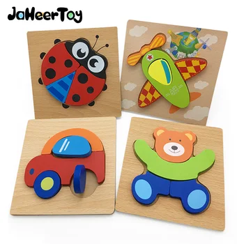 JaheerToy 3D Drevené Puzzle Baby Hračky pre Deti Cartoon Zvierat Hádanky Montessori Vzdelávacích Hračiek pre Deti Bukového Dreva