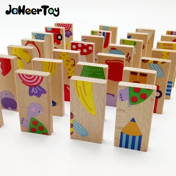 JaheerToy Puzzle hra Solitaire Vzdelávacie Hračky pre Deti Cartoon Zvierat Vzor Zábavné Hračky Montessori Dreva