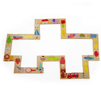 JaheerToy Puzzle hra Solitaire Vzdelávacie Hračky pre Deti Cartoon Zvierat Vzor Zábavné Hračky Montessori Dreva