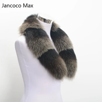 Jancoco Max 2018 Nové Reálne Fox Kožušinu Orezania Golier Zime Teplé Ženy Módny Štýl 80 CM Šatku S1618
