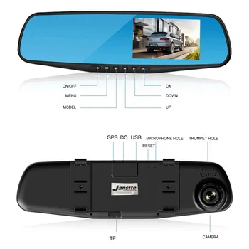 Jansite Auta DVR Duálny Objektív Auto Kamera Full HD 1080P Video Rekordér Spätné Zrkadlo S Zozadu DVR Dash cam Auto Registrator
