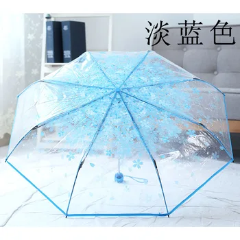 Japonsko kvalitné Kreatívne cherry blossom transparentný dáždnik Ženy, večere, ľahké triple skladacie daždivé dáždnik