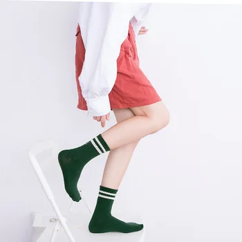 Japonské Ženy Preppy Štýl Dva Pruhy Trubice Ponožky Harajuku Charakter Úsmev Bavlnené Ponožky Pre Študentov