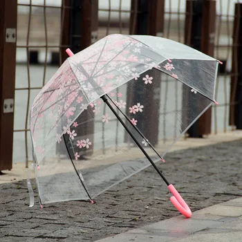 Japonského Čerešňového kvet plastové dáždnik zahusťovanie transparentný dáždnik deti a dospelých dlhá rukoväť dáždnik