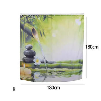 Japonský Dizajn Sprchový Záves Jazmín, Kvet Kúpeľov Zen-Zelená Bambusu Sviečky Relax Zobraziť Magické Sprchový Záves Kúpeľňa Decor