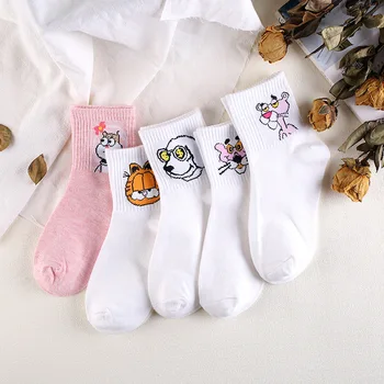 Japonský Kawaii Žien a Mužov Cartoon Trubice Ponožky Roztomilý Vajcia Králik Panther Zvierat Bavlna Dlhé Ponožky Sladké Farby Sox